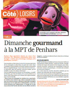 Article de presse Côté Quimper - Dimanche gourmand à la MPT de Penhars
